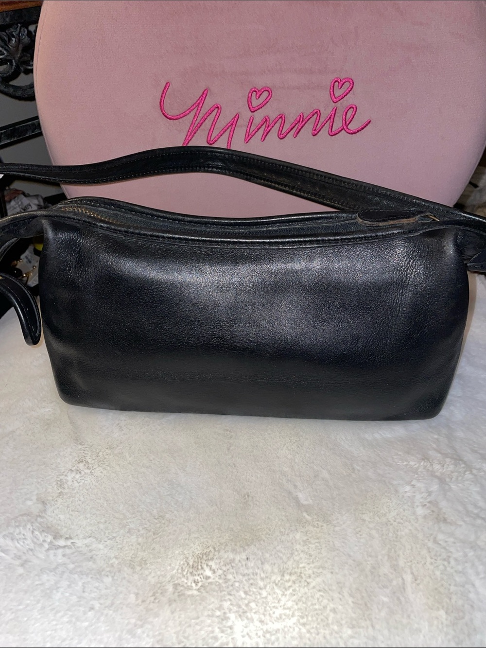 Classic Black Leather Shoulder Bag Coach #9059 Vintage
